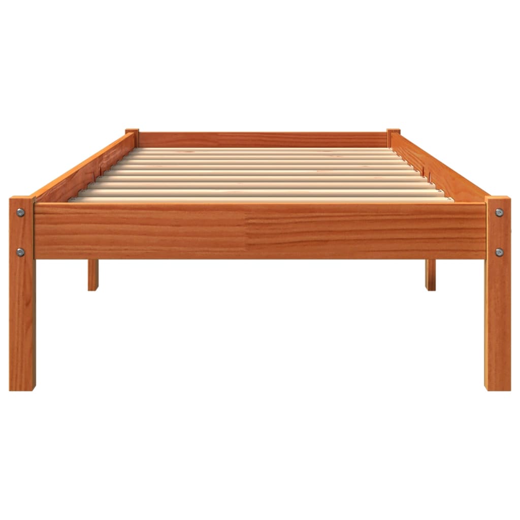 Bed Frame without Mattress Wax Brown 100x200 cm Solid Wood Pine